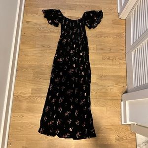 Free People Floral Off-Shoulder Maxi Dress - Black